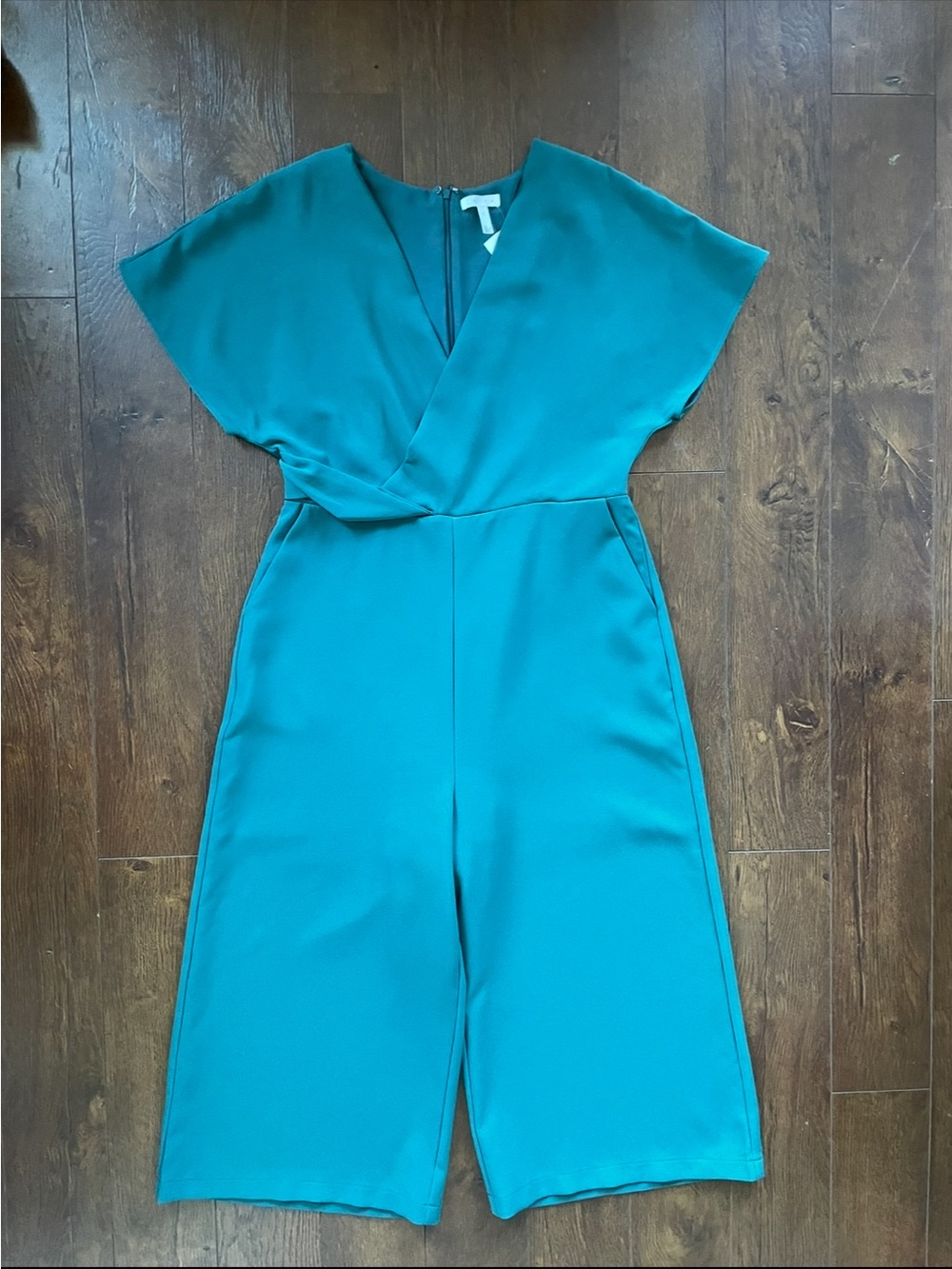 NWT Nordstrom Cropped Wide Leg Romper Jumpsuit Playsuit. Teal. Large.